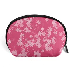 Blush Pink Floral Print Accessory Pouch (large) by SpinnyChairDesigns