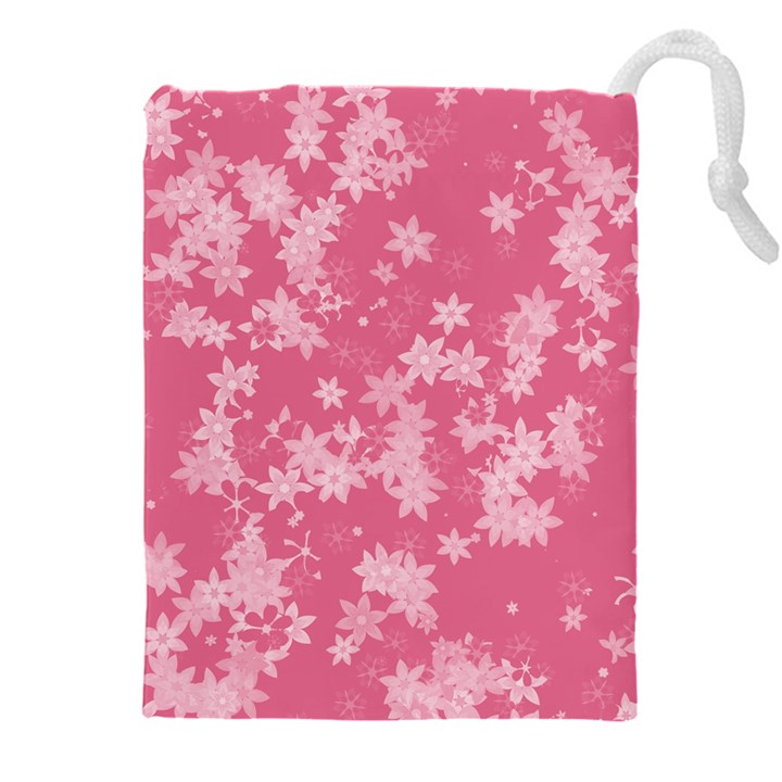 Blush Pink Floral Print Drawstring Pouch (5XL)