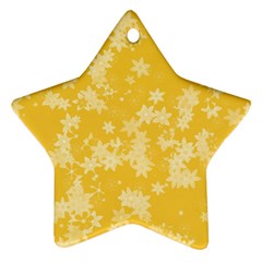 Saffron Yellow Floral Print Ornament (star) by SpinnyChairDesigns