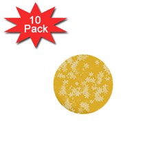 Saffron Yellow Floral Print 1  Mini Buttons (10 Pack)  by SpinnyChairDesigns