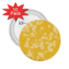 Saffron Yellow Floral Print 2 25  Buttons (10 Pack)  by SpinnyChairDesigns