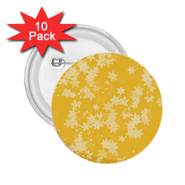 Saffron Yellow Floral Print 2.25  Buttons (10 pack) 