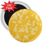 Saffron Yellow Floral Print 3  Magnets (100 pack) Front