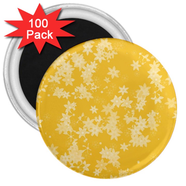 Saffron Yellow Floral Print 3  Magnets (100 pack)