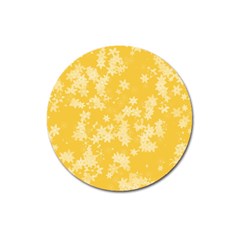 Saffron Yellow Floral Print Magnet 3  (round) by SpinnyChairDesigns