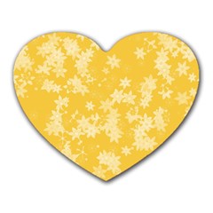 Saffron Yellow Floral Print Heart Mousepads by SpinnyChairDesigns