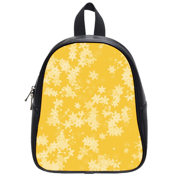 Saffron Yellow Floral Print School Bag (Small)