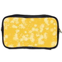 Saffron Yellow Floral Print Toiletries Bag (one Side) by SpinnyChairDesigns