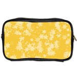 Saffron Yellow Floral Print Toiletries Bag (Two Sides) Front