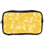 Saffron Yellow Floral Print Toiletries Bag (Two Sides) Back