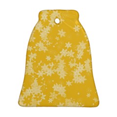 Saffron Yellow Floral Print Bell Ornament (two Sides) by SpinnyChairDesigns