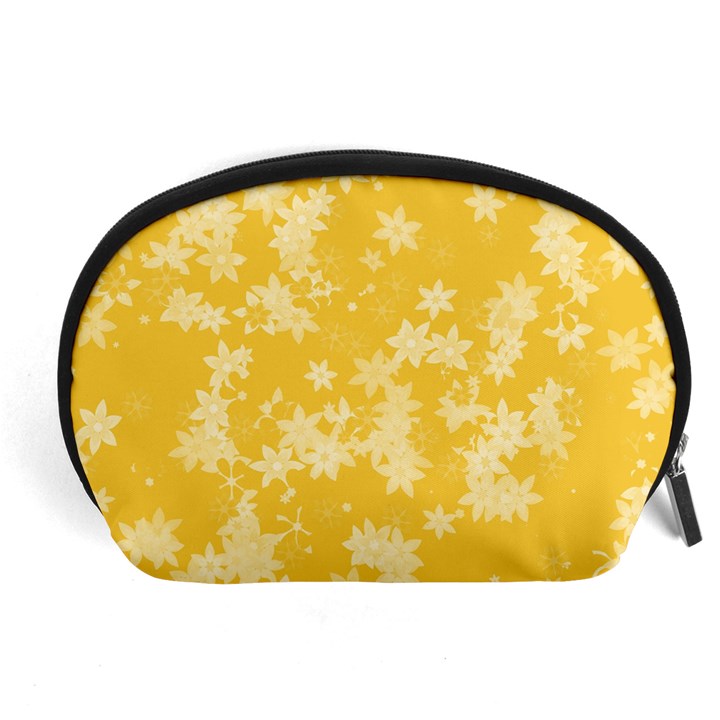 Saffron Yellow Floral Print Accessory Pouch (Large)