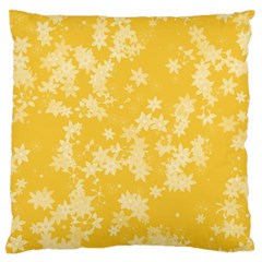 Saffron Yellow Floral Print Large Flano Cushion Case (one Side) by SpinnyChairDesigns