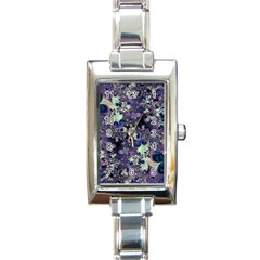 Abstract Floral Art Print Rectangle Italian Charm Watch by SpinnyChairDesigns