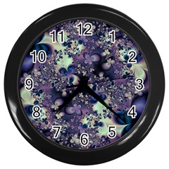 Abstract Floral Art Print Wall Clock (black) by SpinnyChairDesigns