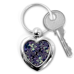 Abstract Floral Art Print Key Chain (heart) by SpinnyChairDesigns