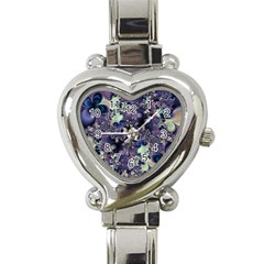 Abstract Floral Art Print Heart Italian Charm Watch by SpinnyChairDesigns