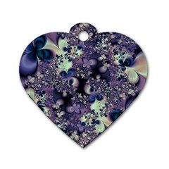 Abstract Floral Art Print Dog Tag Heart (one Side) by SpinnyChairDesigns