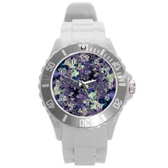 Abstract Floral Art Print Round Plastic Sport Watch (l) by SpinnyChairDesigns