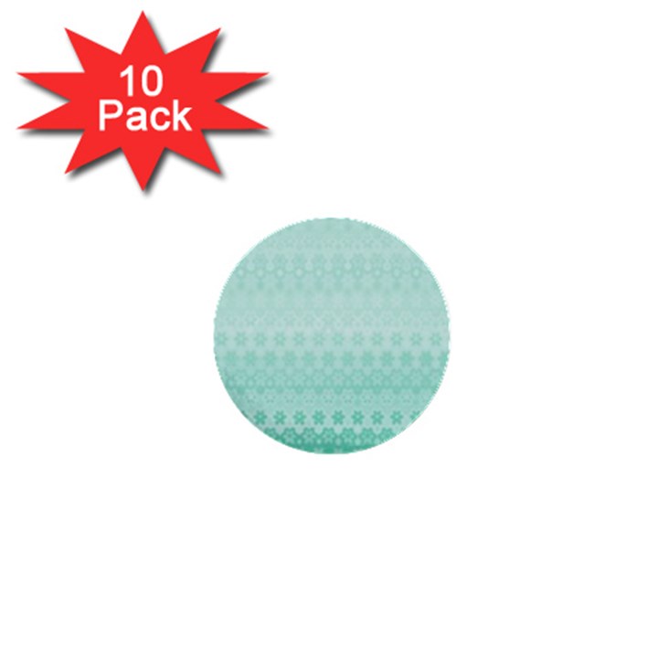 Biscay Green Floral Print 1  Mini Buttons (10 pack) 