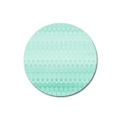 Biscay Green Floral Print Magnet 3  (round) by SpinnyChairDesigns