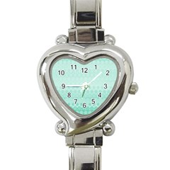 Biscay Green Floral Print Heart Italian Charm Watch by SpinnyChairDesigns