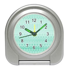 Biscay Green Floral Print Travel Alarm Clock by SpinnyChairDesigns