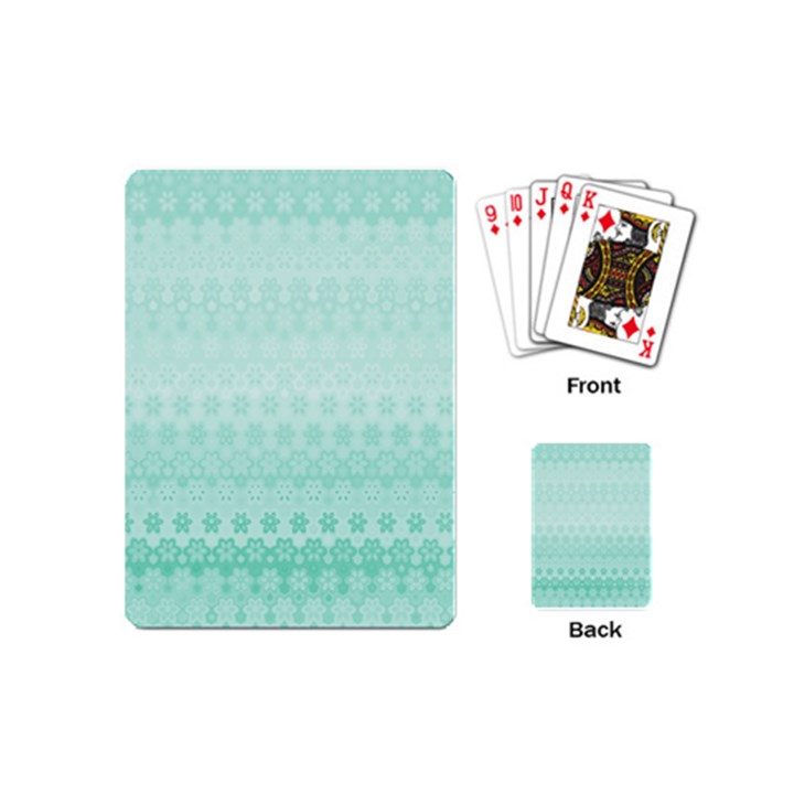 Biscay Green Floral Print Playing Cards Single Design (Mini)