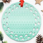 Biscay Green Floral Print Round Filigree Ornament (Two Sides) Front