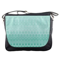 Biscay Green Floral Print Messenger Bag by SpinnyChairDesigns