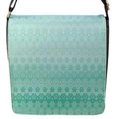 Biscay Green Floral Print Flap Closure Messenger Bag (s) by SpinnyChairDesigns