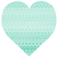 Biscay Green Floral Print Wooden Puzzle Heart by SpinnyChairDesigns