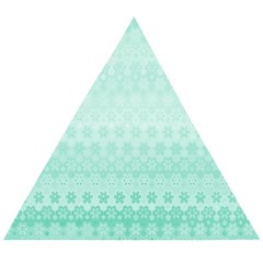 Biscay Green Floral Print Wooden Puzzle Triangle by SpinnyChairDesigns