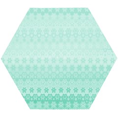 Biscay Green Floral Print Wooden Puzzle Hexagon by SpinnyChairDesigns