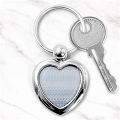 Faded Blue Floral Print Key Chain (heart) by SpinnyChairDesigns