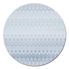 Faded Blue Floral Print Magnet 5  (round) by SpinnyChairDesigns