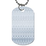 Faded Blue Floral Print Dog Tag (Two Sides) Front