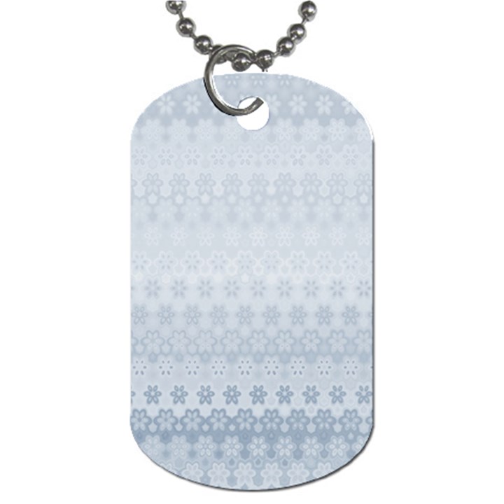 Faded Blue Floral Print Dog Tag (Two Sides)