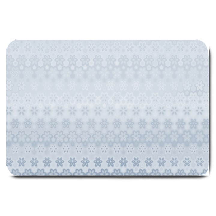 Faded Blue Floral Print Large Doormat 