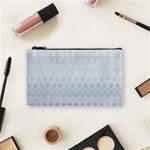 Faded Blue Floral Print Cosmetic Bag (Small) Front