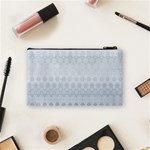 Faded Blue Floral Print Cosmetic Bag (Small) Back