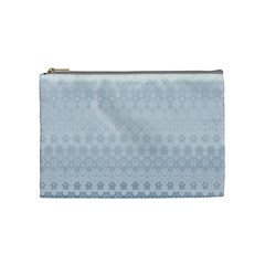 Faded Blue Floral Print Cosmetic Bag (medium) by SpinnyChairDesigns