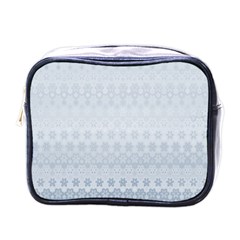 Faded Blue Floral Print Mini Toiletries Bag (one Side) by SpinnyChairDesigns