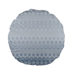 Faded Blue Floral Print Standard 15  Premium Round Cushions by SpinnyChairDesigns