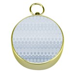 Faded Blue Floral Print Gold Compasses Front