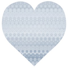 Faded Blue Floral Print Wooden Puzzle Heart by SpinnyChairDesigns