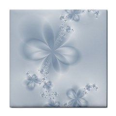 Faded Blue Floral Print Tile Coaster by SpinnyChairDesigns