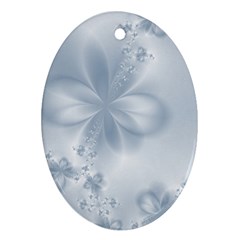 Faded Blue Floral Print Ornament (oval)