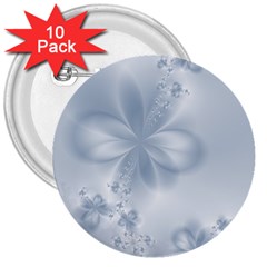 Faded Blue Floral Print 3  Buttons (10 Pack)  by SpinnyChairDesigns