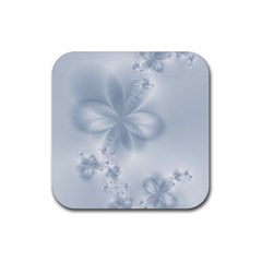 Faded Blue Floral Print Rubber Coaster (square)  by SpinnyChairDesigns